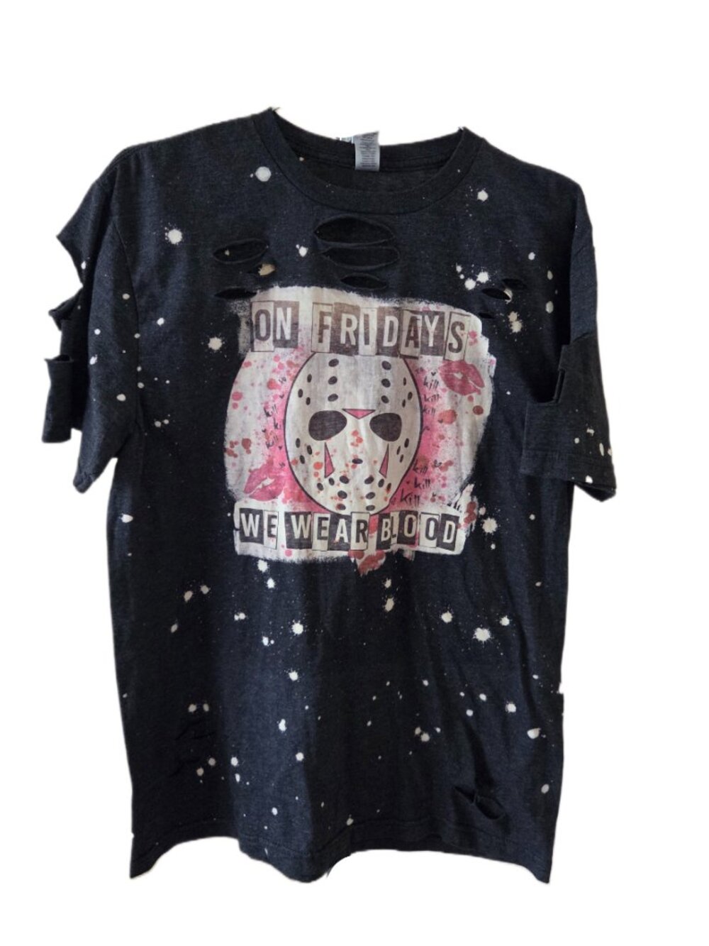 Gildan Friday the 13th w/Jason Hockey Mask Dark Gray Distressed Short Sleeve Tee